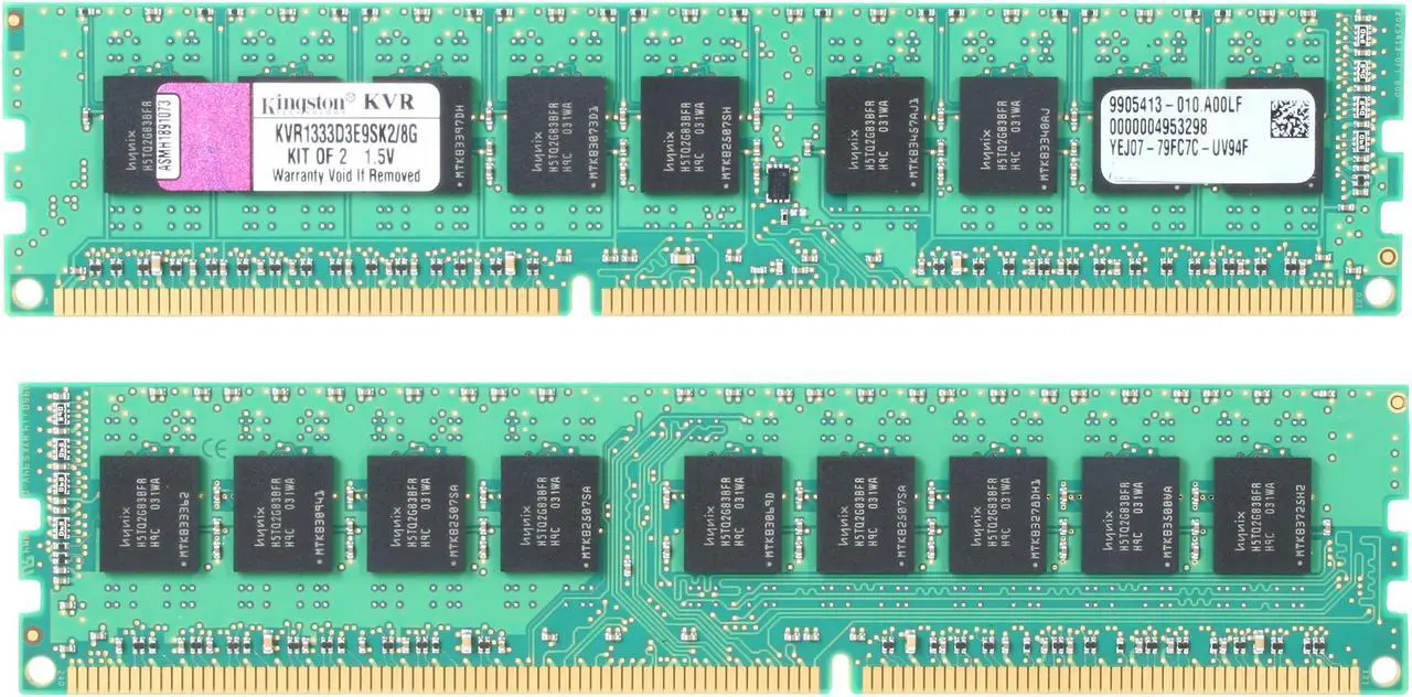 Alt view image 2 of 3 - Kingston 8GB (2 x 4GB) ECC Unbuffered DDR3 1333 (PC3 10600) Server Memory Model KVR1333D3E9SK2/8G