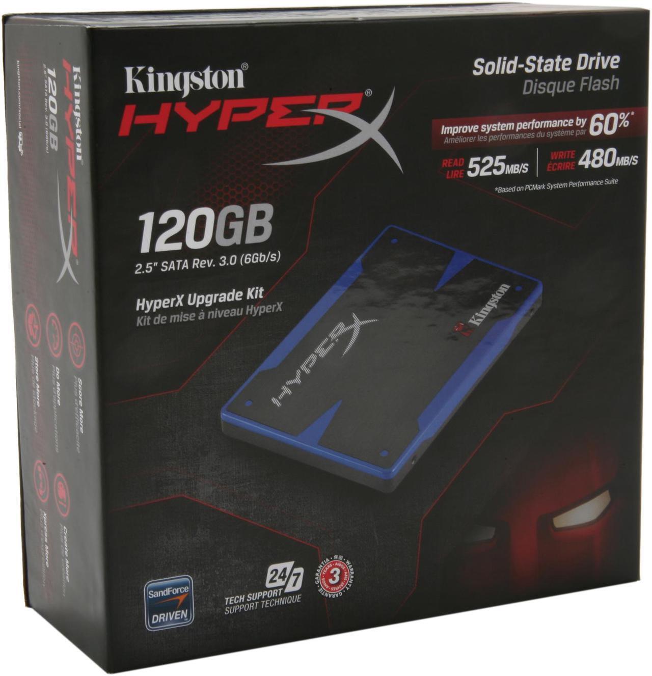 Main image of Kingston HyperX SH100S3B/120G 2.5" 120GB SATA III MLC Internal Solid State Drive (SSD) (HyperX Upgrade Kit)