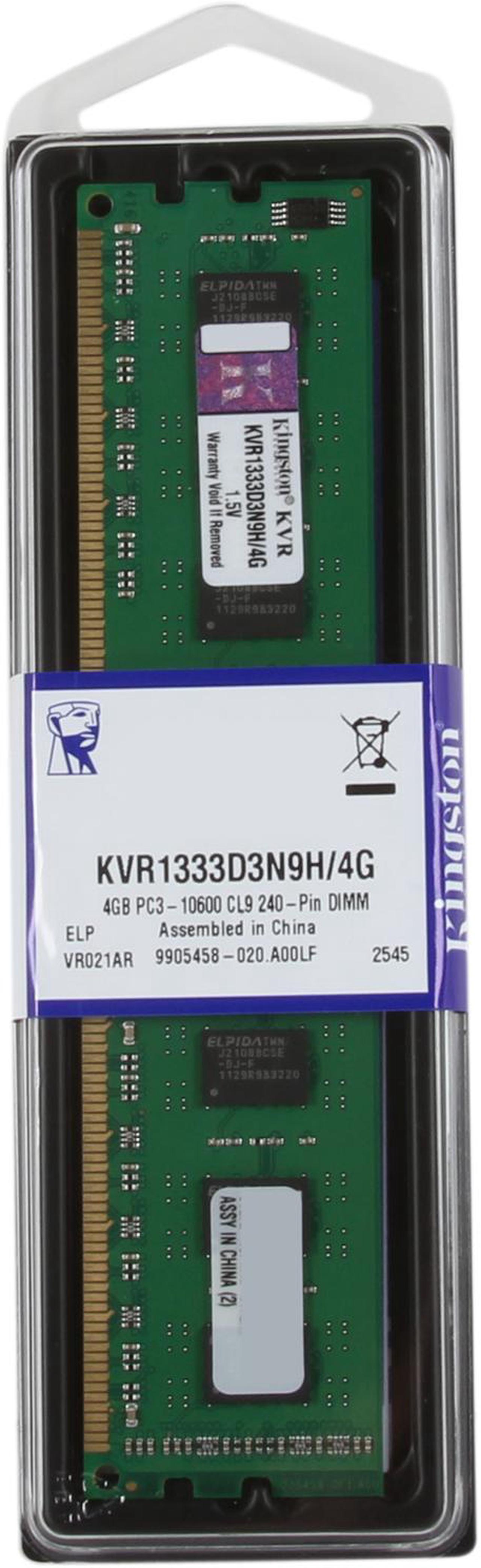 Alt view image 3 of 3 - Kingston Value 4GB DDR3 1333 Desktop Memory Model KVR1333D3N9H/4G