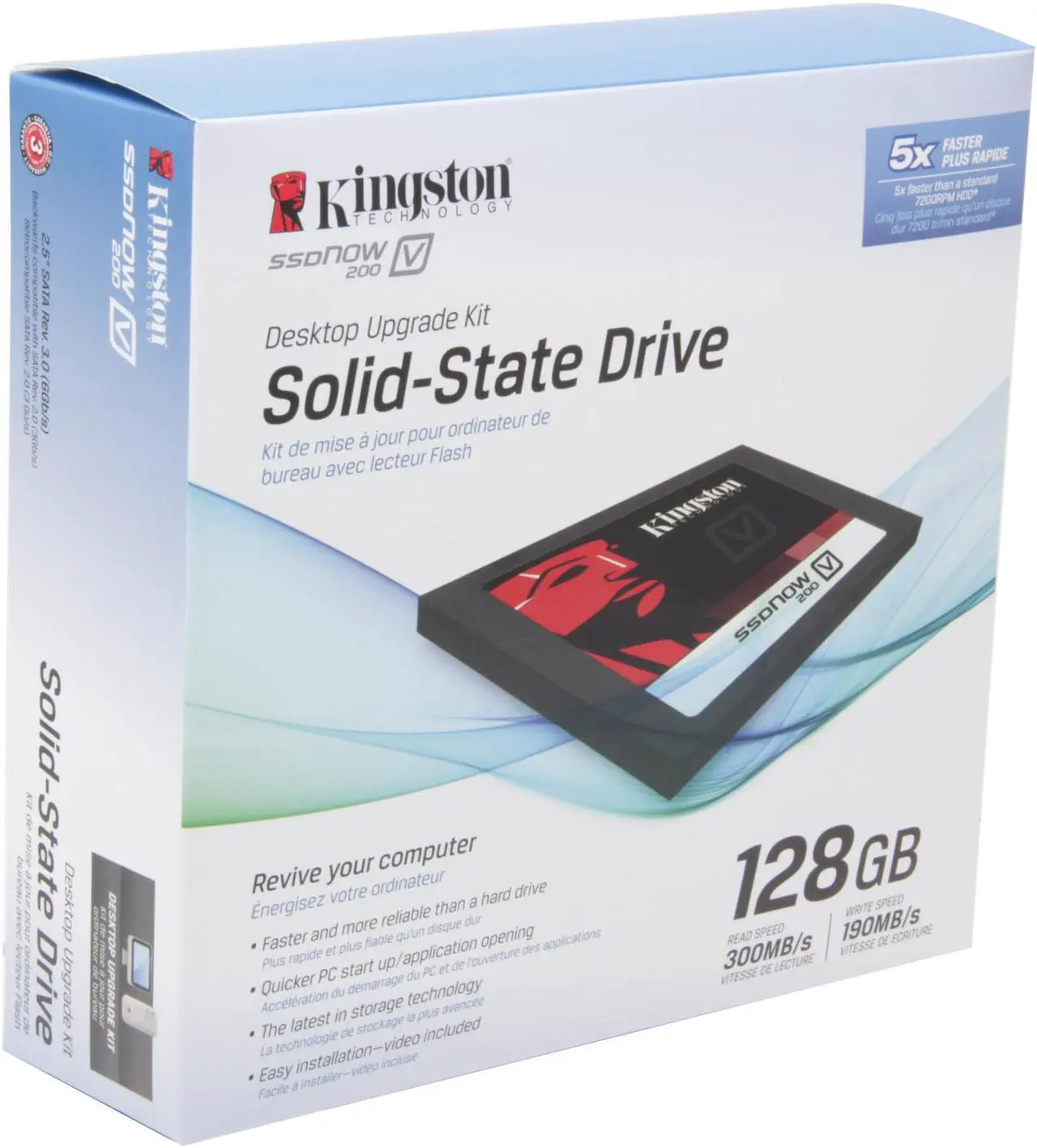 Main image of Kingston SSDNow V200 Series SV200S3D7/128G 2.5" 128GB SATA III Internal Solid State Drive (SSD) (Desktop upgrade kit)