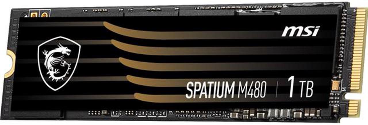 MSI SPATIUM Series M.2 2280 1TB PCIe Gen4x4, NVMe 1.4 3D NAND Internal Solid State Drive (SSD) M480