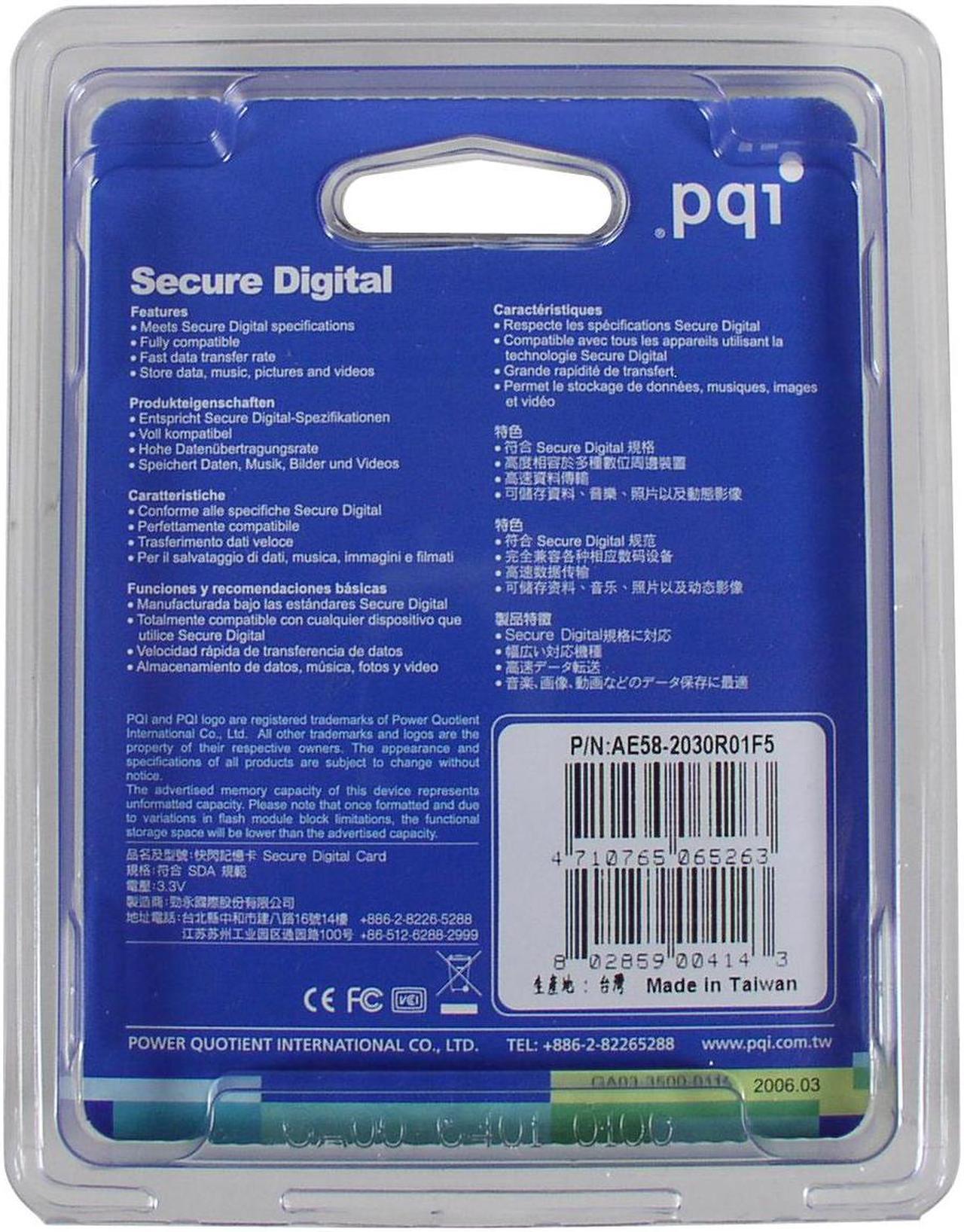 Alt view image 2 of 2 - PQI 2GB Secure Digital (SD) Flash Card Model AE40-2030-0101