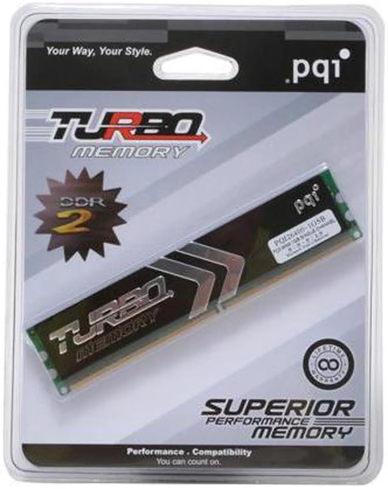Alt view image 2 of 2 - PQI TURBO 1GB DDR2 800 (PC2 6400) Desktop Memory Model PQI26400-1GSB