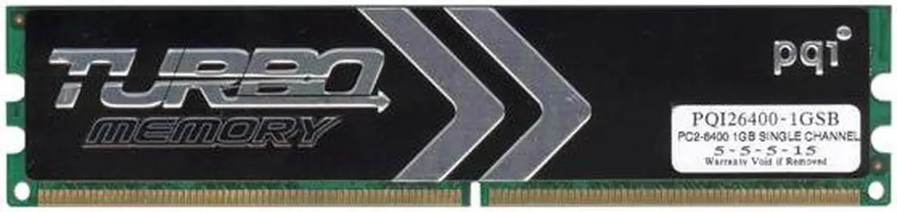 Main image of PQI TURBO 1GB DDR2 800 (PC2 6400) Desktop Memory Model PQI26400-1GSB