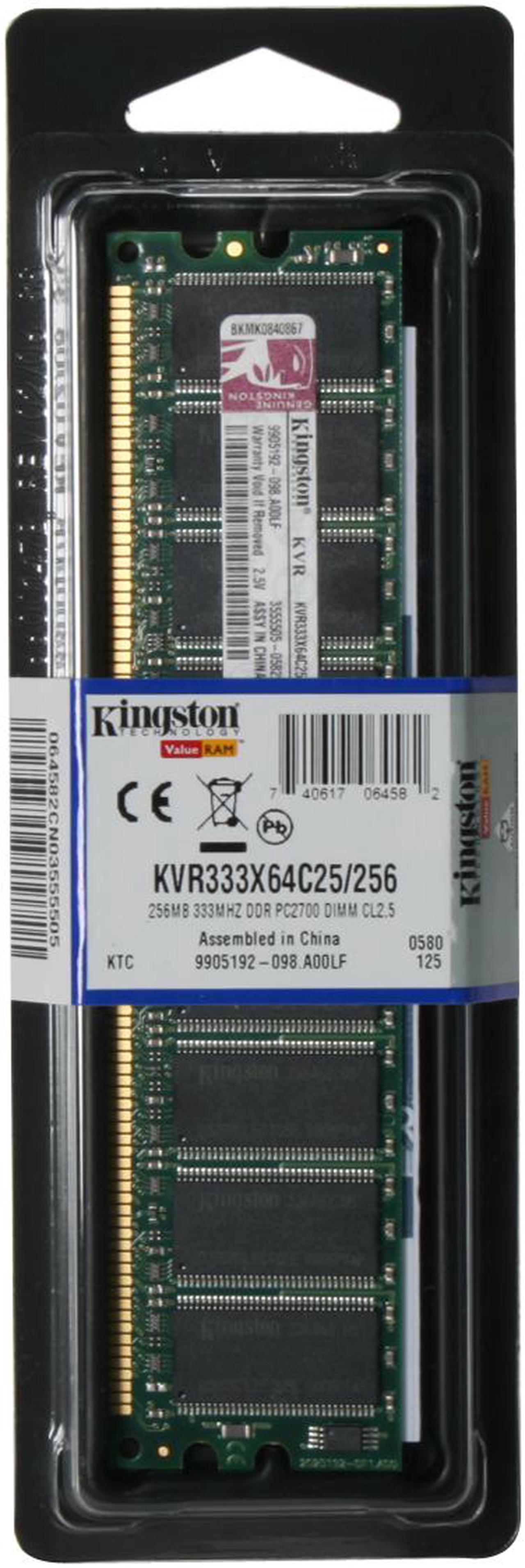 Alt view image 2 of 2 - Kingston ValueRAM 256MB DDR 333 (PC 2700) System Memory Model KVR333X64C25/256