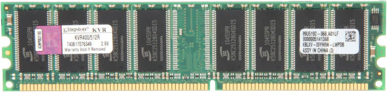 Main image of Kingston ValueRAM 512MB DDR 400 (PC 3200) Desktop Memory Model KVR400/512R