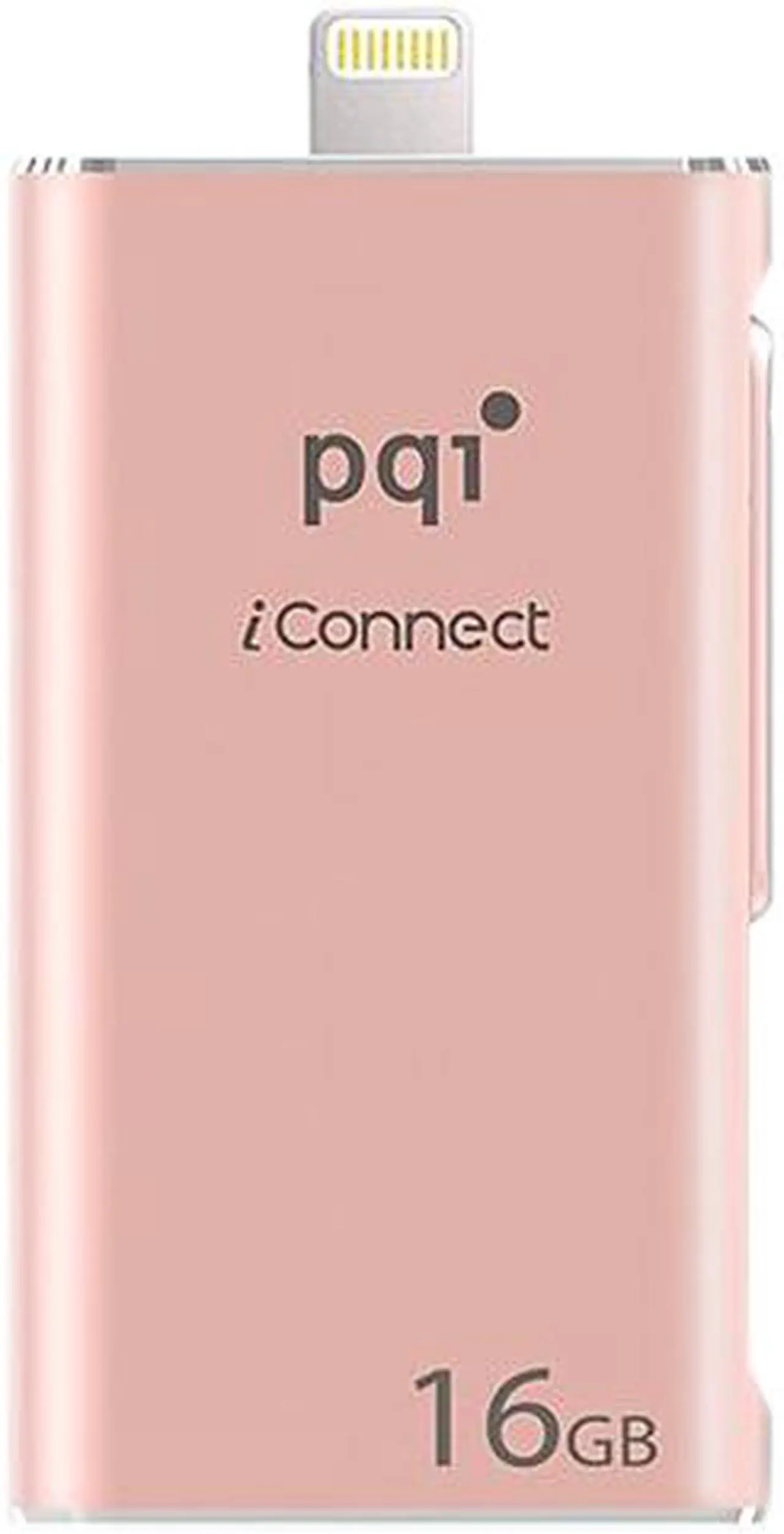 Main image of PQI iConnect [Apple MFi] 16GB Mobile Flash Drive w/ Lightning Connector for iPhones / iPads / iPod / Mac & PC USB 3.0 (Rose Gold) Model 6I01-016GR4001