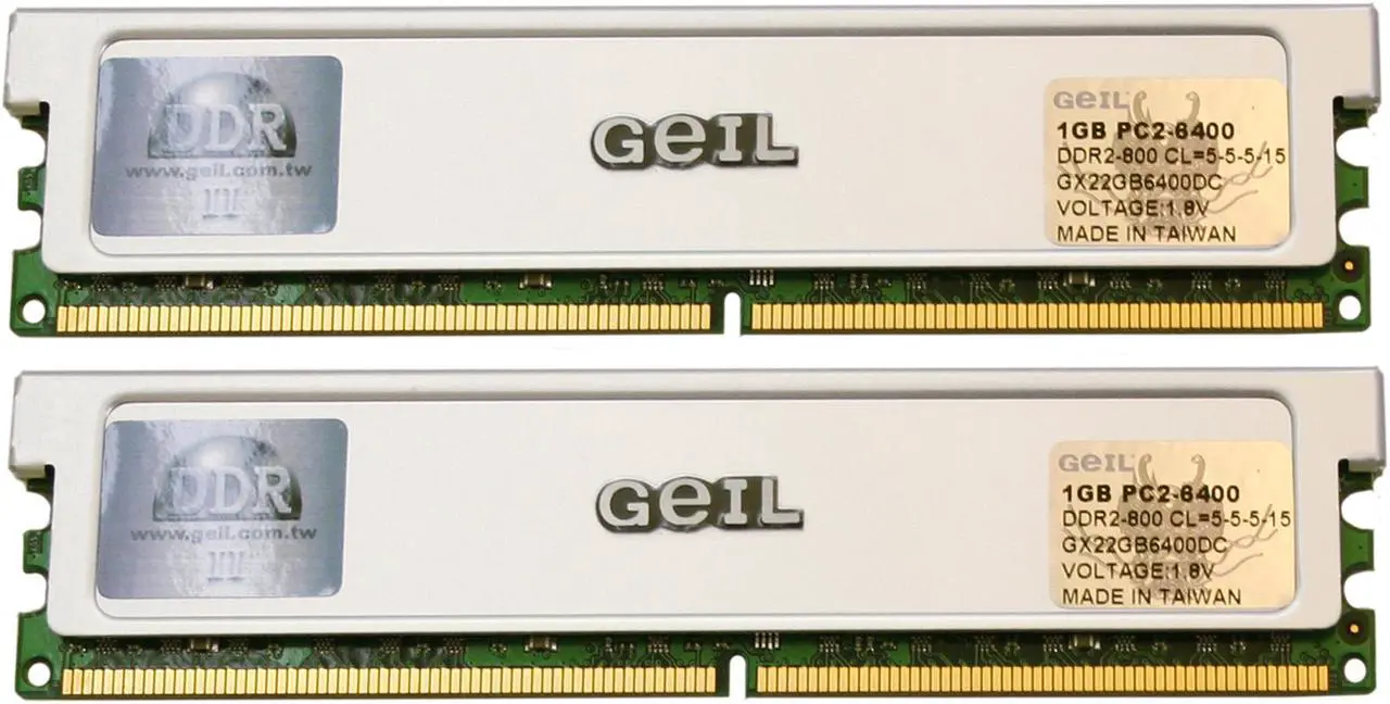 GeIL 2GB (2 x 1GB) DDR2 800 (PC2 6400) Dual Channel Kit Desktop Memory ...