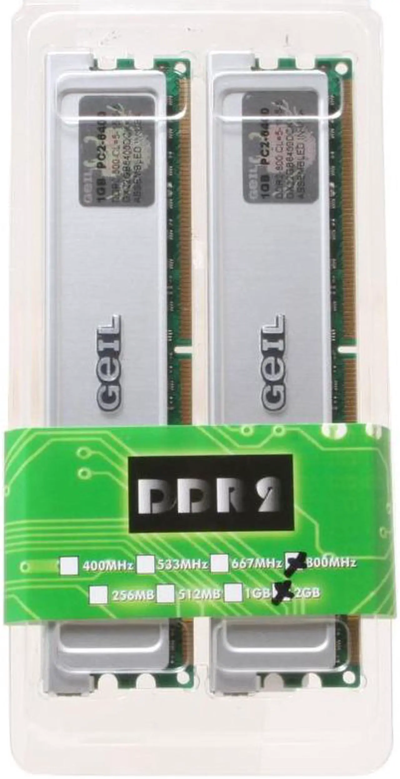 GeIL 2GB (2 x 1GB) DDR2 800 (PC2 6400) Dual Channel Kit Desktop Memory ...