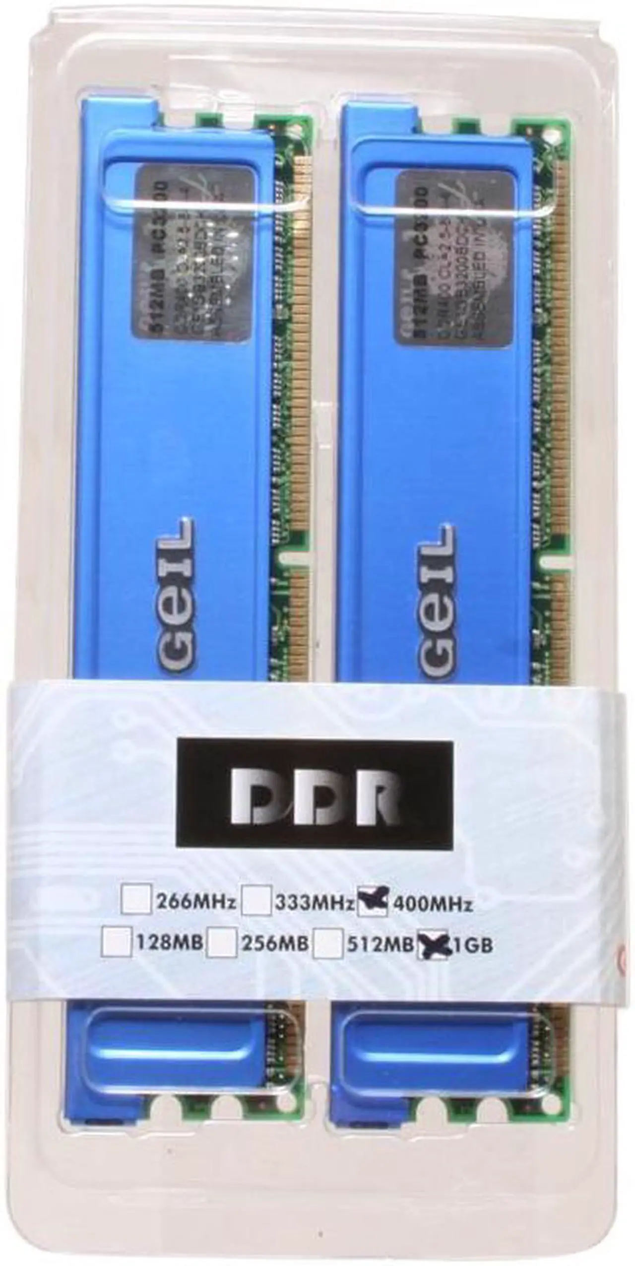 GeIL 1GB (2 x 512MB) DDR 400 (PC 3200) Dual Channel Kit Desktop Memory ...