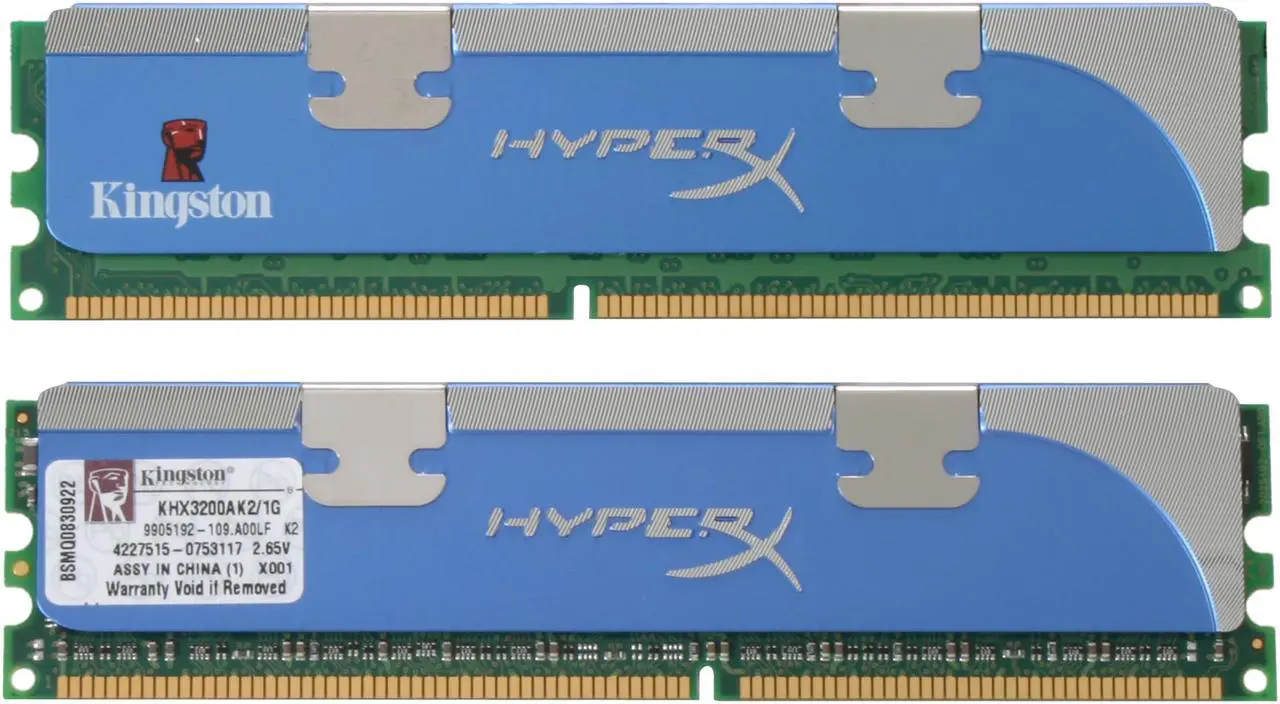 Alt view image 2 of 3 - HyperX 1GB (2 x 512MB) DDR 400 (PC 3200) Dual Channel Kit Desktop Memory Model KHX3200AK2/1G