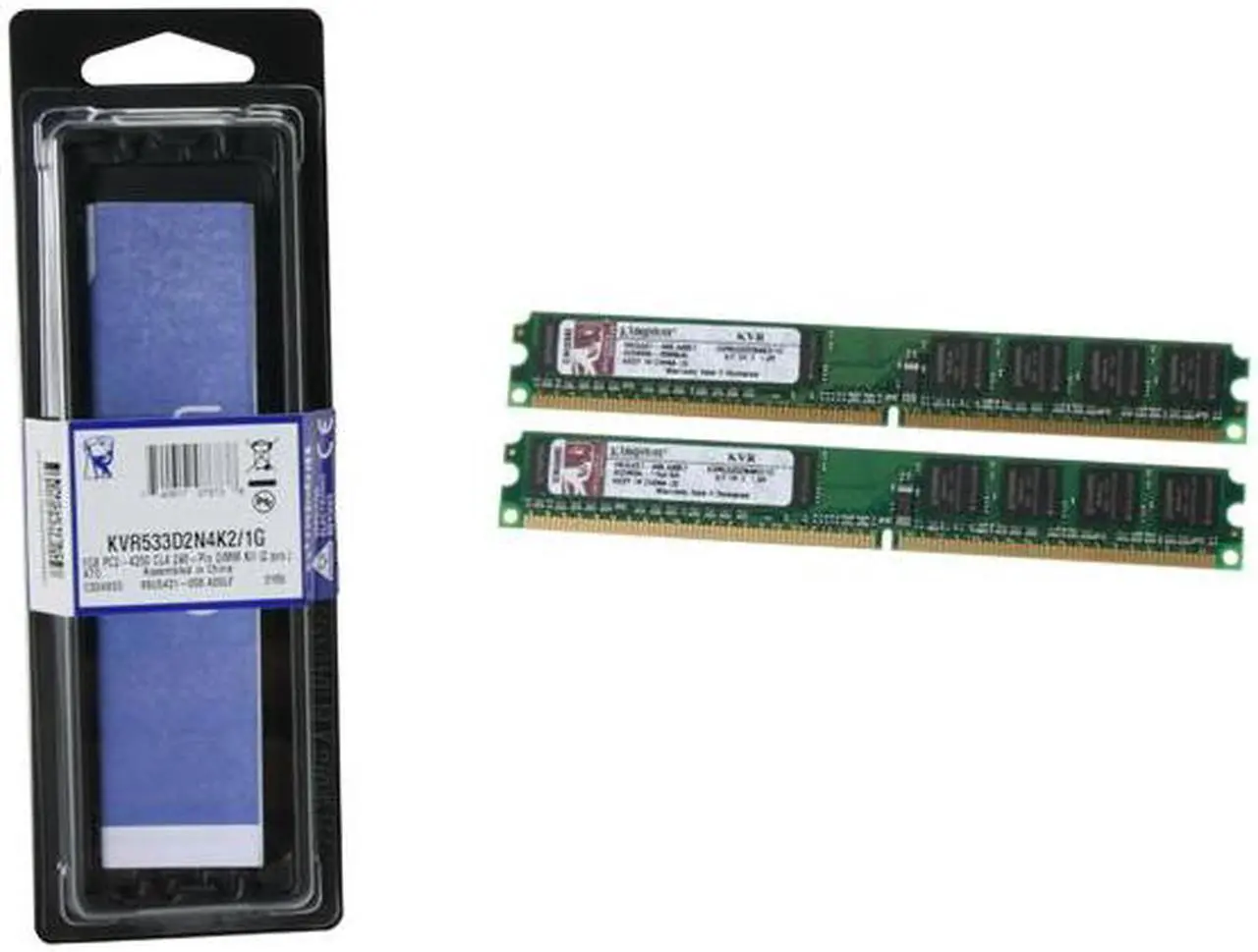 Alt view image 3 of 3 - Kingston ValueRAM 1GB (2 x 512MB) DDR2 533 (PC2 4200) Dual Channel Kit Desktop Memory Model KVR533D2N4K2/1G