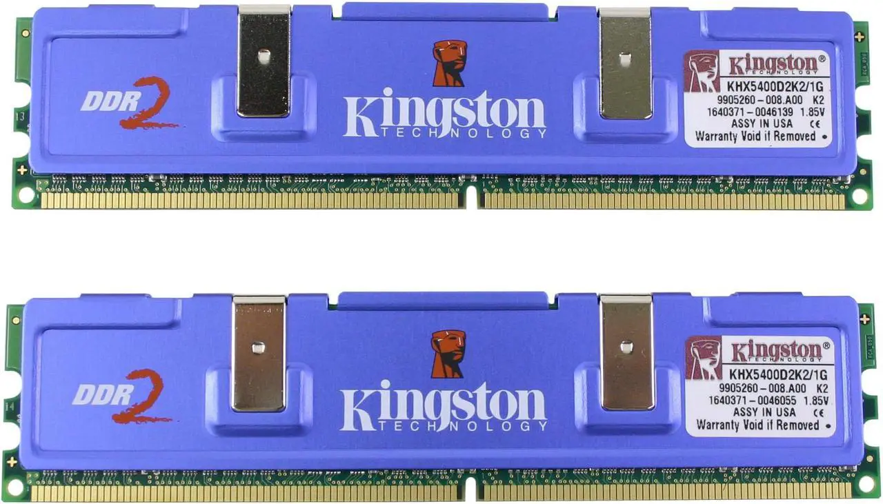Main image of HyperX 1GB (2 x 512MB) DDR2 675 (PC2 5400) Dual Channel Kit Desktop Memory Model KHX5400D2K2/1G