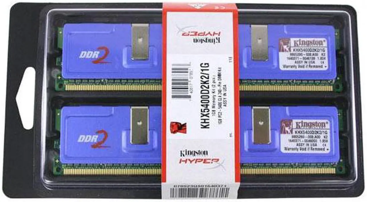 Alt view image 2 of 2 - HyperX 1GB (2 x 512MB) DDR2 675 (PC2 5400) Dual Channel Kit Desktop Memory Model KHX5400D2K2/1G