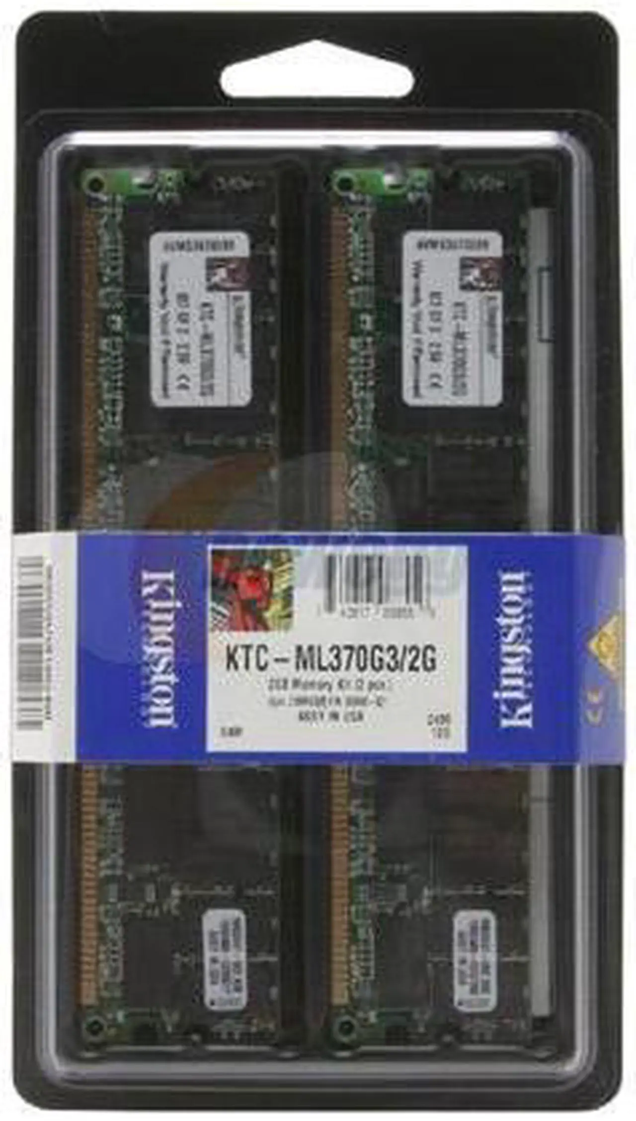 Alt view image 2 of 3 - Kingston 2GB (2 x 1GB) 184-Pin DDR SDRAM ECC Registered DDR 266 (PC 2100) Dual Channel Kit System Specific Memory for HP/Compaq Model KTC-ML370G3/2G