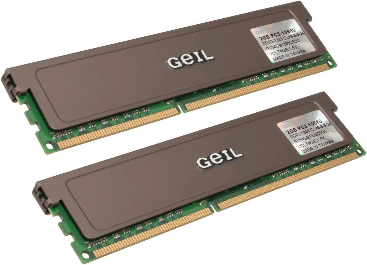 Main image of GeIL 4GB (2 x 2GB) DDR3 1333 (PC3 10660) Dual Channel Kit Desktop Memory Model GV34GB1333C9DC