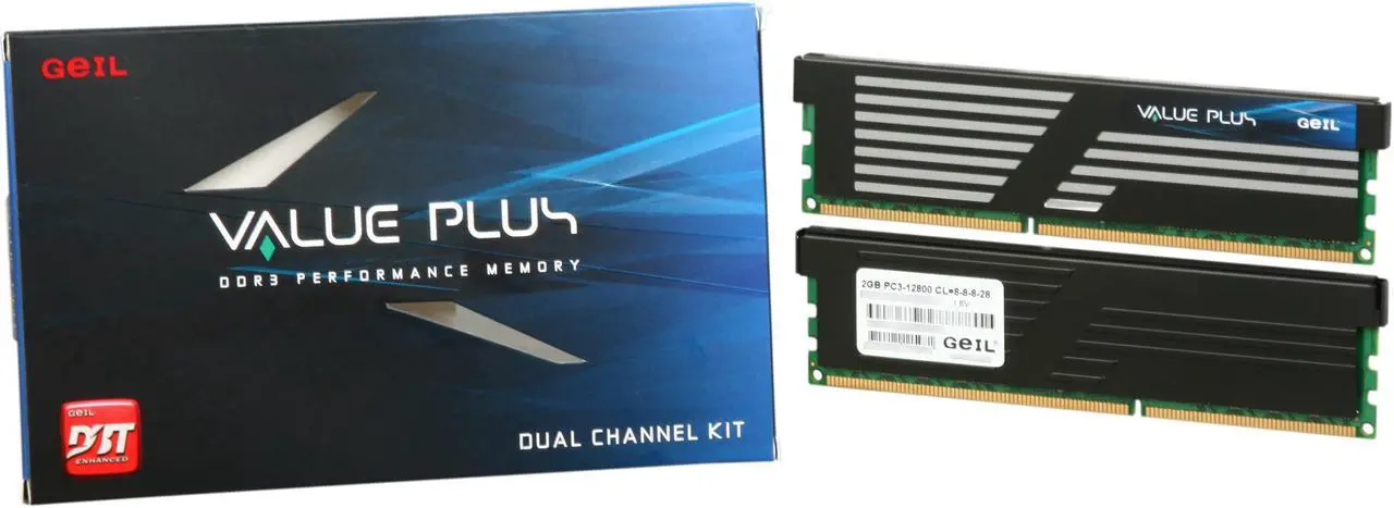 Alt view image 3 of 3 - GeIL Value PLUS 4GB (2 x 2GB) DDR3 1600 (PC3 12800) Desktop Memory Model GVP34GB1600C8DC
