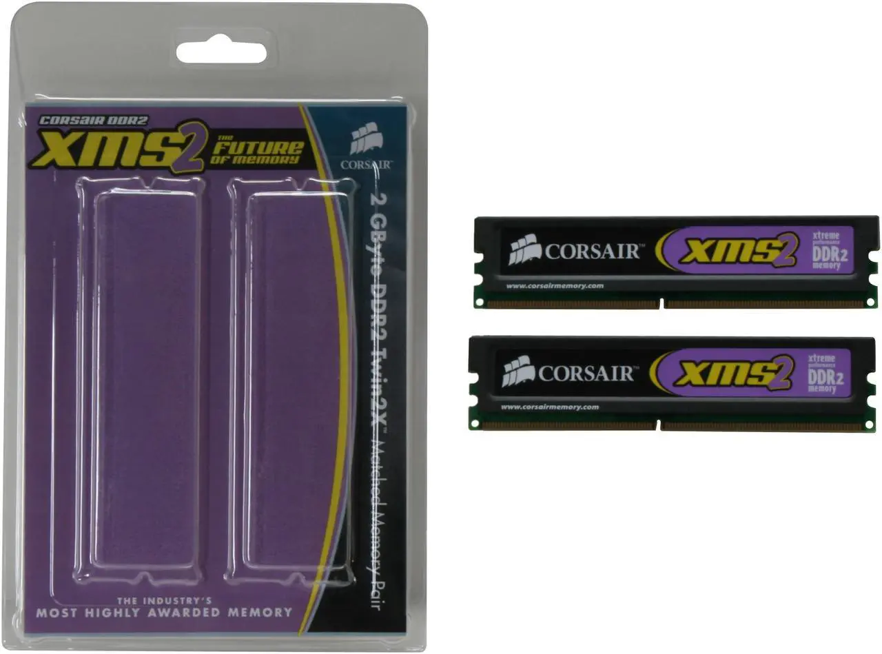 Alt view image 3 of 3 - CORSAIR XMS2 2GB (2 x 1GB) DDR2 800 (PC2 6400) Dual Channel Kit Desktop Memory Model TWIN2X2048-6400C4