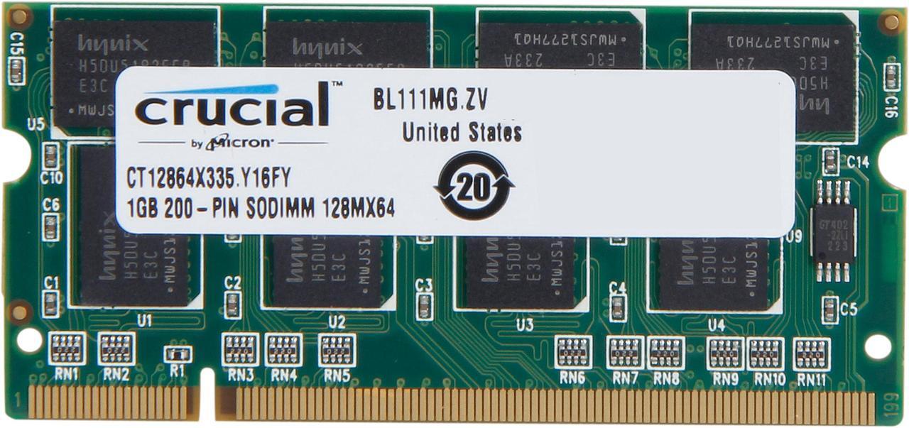 Main image of Crucial 1GB 200-Pin DDR SO-DIMM DDR 333 (PC 2700) Laptop Memory Model CT12864X335