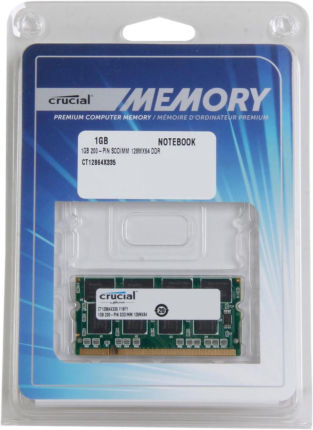 Alt view image 3 of 3 - Crucial 1GB 200-Pin DDR SO-DIMM DDR 333 (PC 2700) Laptop Memory Model CT12864X335
