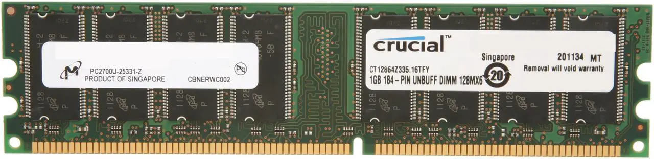 Main image of Crucial 1GB DDR 333 (PC 2700) Desktop Memory Model CT12864Z335 - OEM