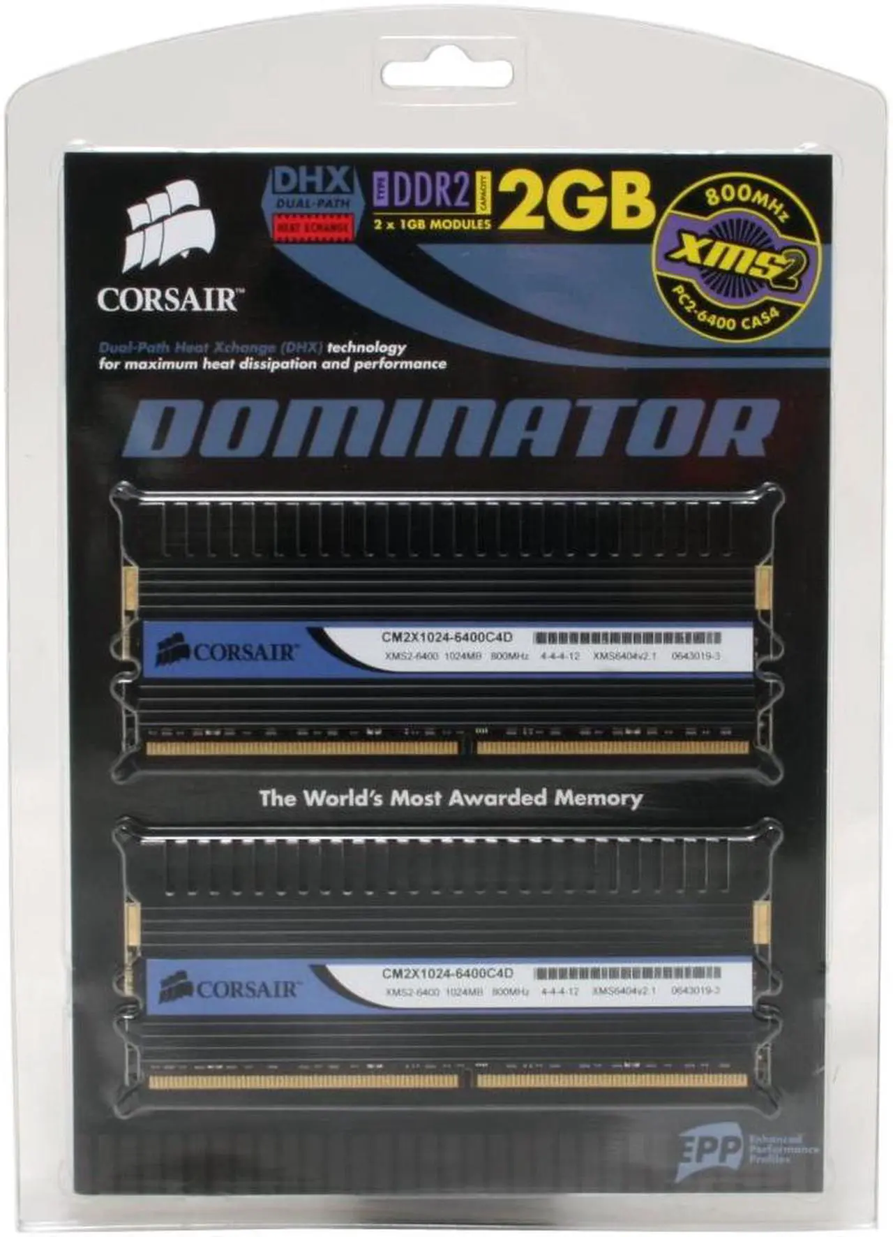 Alt view image 4 of 4 - CORSAIR XMS2 DOMINATOR 2GB (2 x 1GB) DDR2 800 (PC2 6400) Dual Channel Kit Desktop Memory Model TWIN2X2048-6400C4D