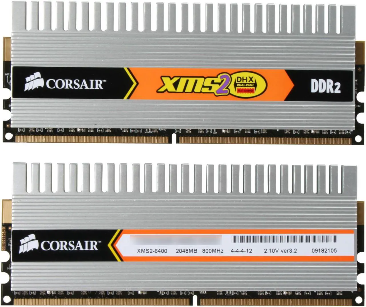 Alt view image 2 of 3 - CORSAIR XMS2 DHX 4GB (2 x 2GB) DDR2 800 (PC2 6400) Dual Channel Kit Desktop Memory Model TWIN2X4096-6400C4DHX