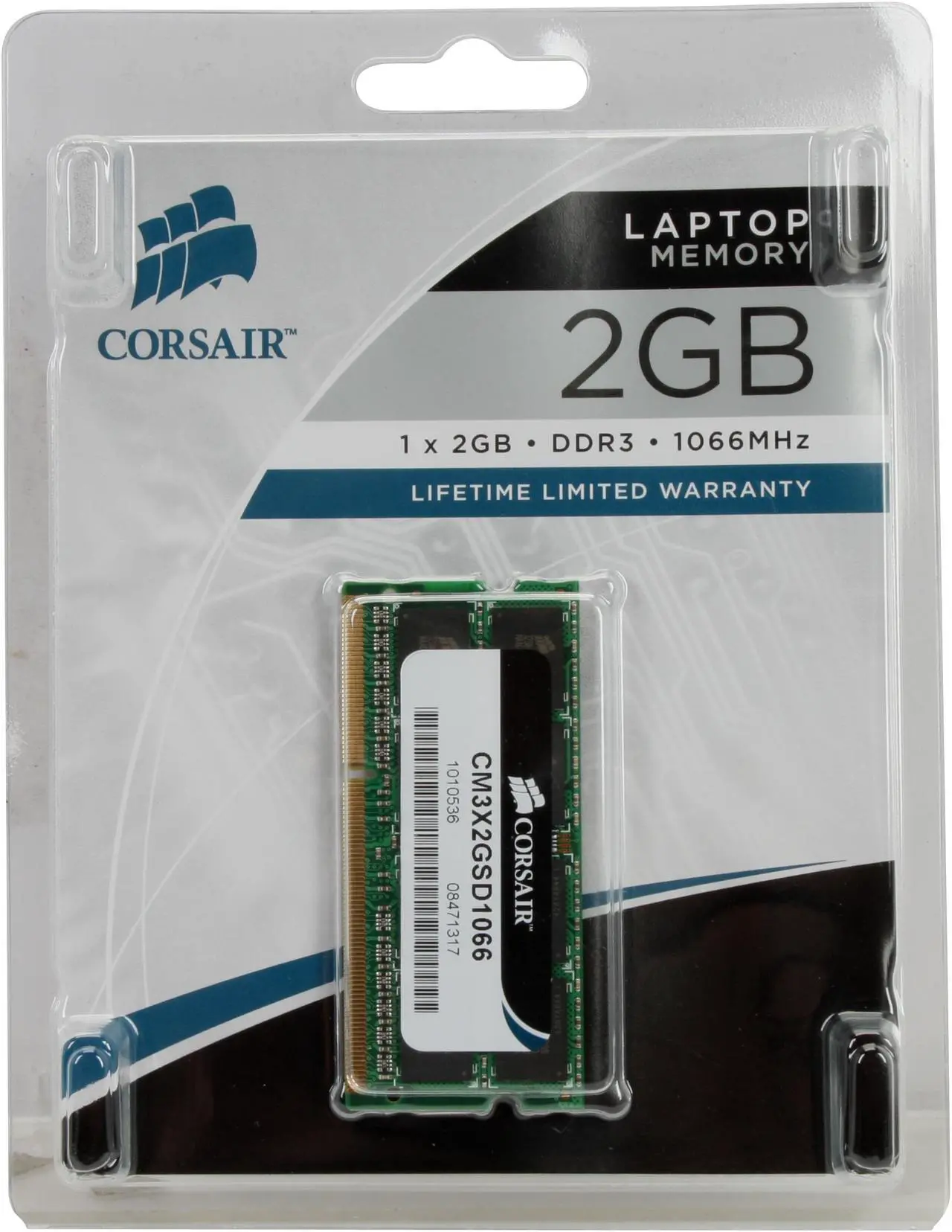 Alt view image 3 of 3 - CORSAIR ValueSelect 2GB 204-Pin DDR3 SO-DIMM DDR3 1066 (PC3 8500) Laptop Memory Model CM3X2GSD1066