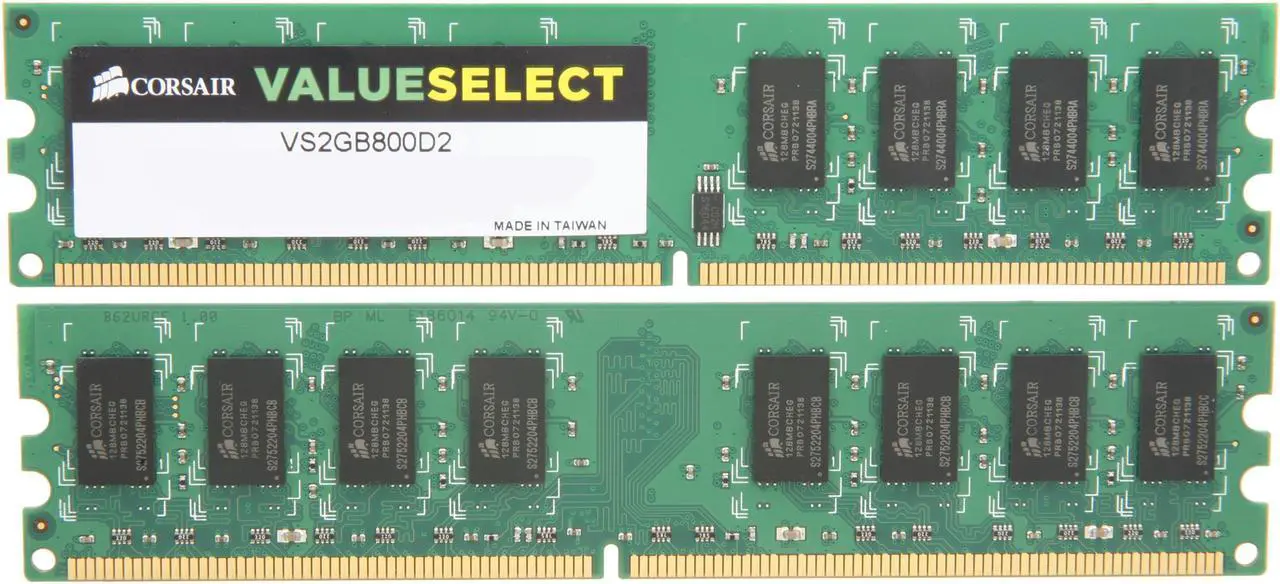 Alt view image 3 of 3 - CORSAIR 4GB (2 x 2GB) DDR2 800 (PC2 6400) Desktop Memory Model VS4GBKIT800D2 G