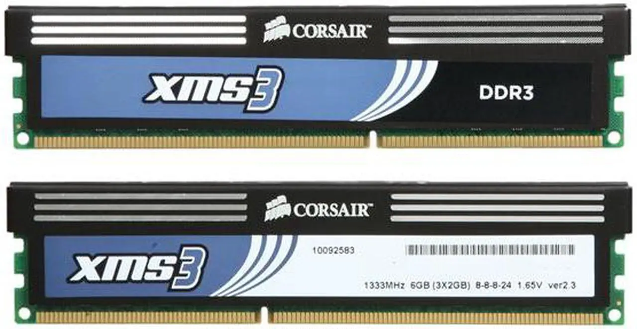 Alt view image 2 of 3 - CORSAIR XMS 6GB (3 x 2GB) DDR3 1333 Ultra Stable Desktop Memory Model CMX6GX3M3A1333C8