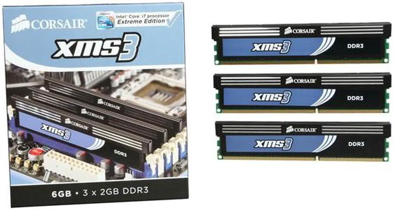 Alt view image 3 of 3 - CORSAIR XMS 6GB (3 x 2GB) DDR3 1333 Ultra Stable Desktop Memory Model CMX6GX3M3A1333C8