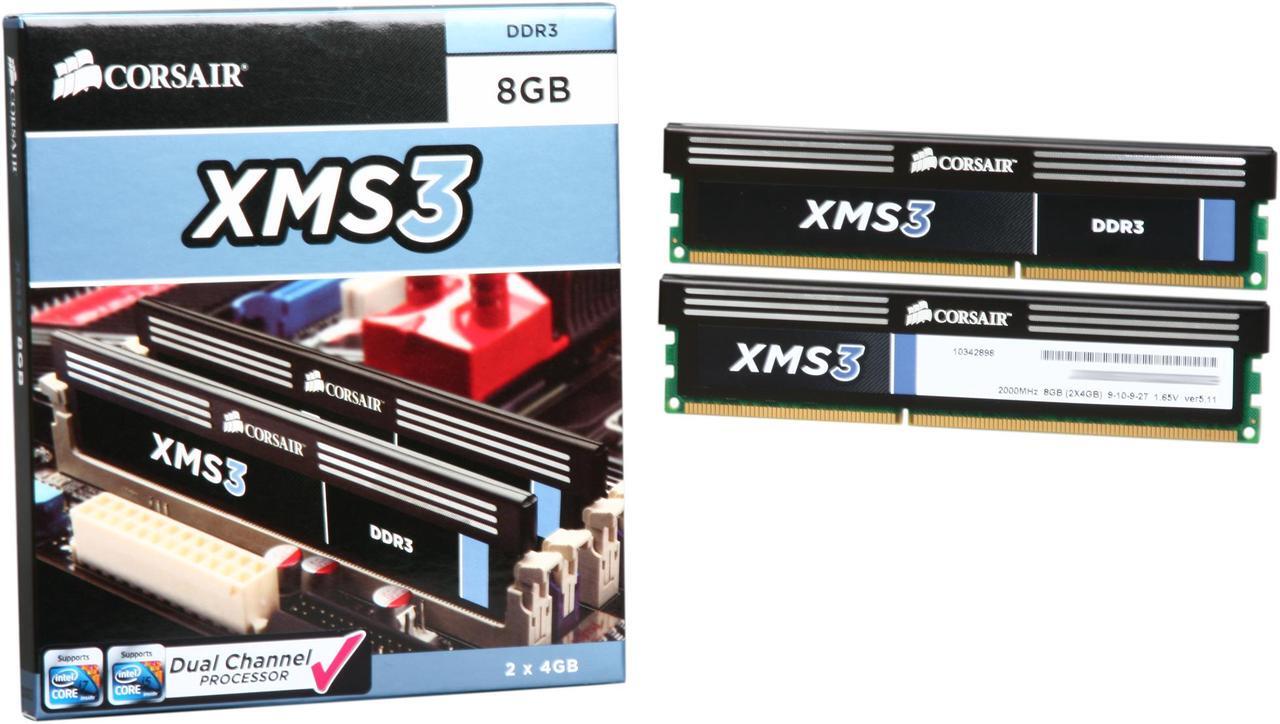 Alt view image 3 of 3 - CORSAIR XMS3 8GB (2 x 4GB) DDR3 2000 (PC3 16000) Desktop Memory Model CMX8GX3M2A2000C9