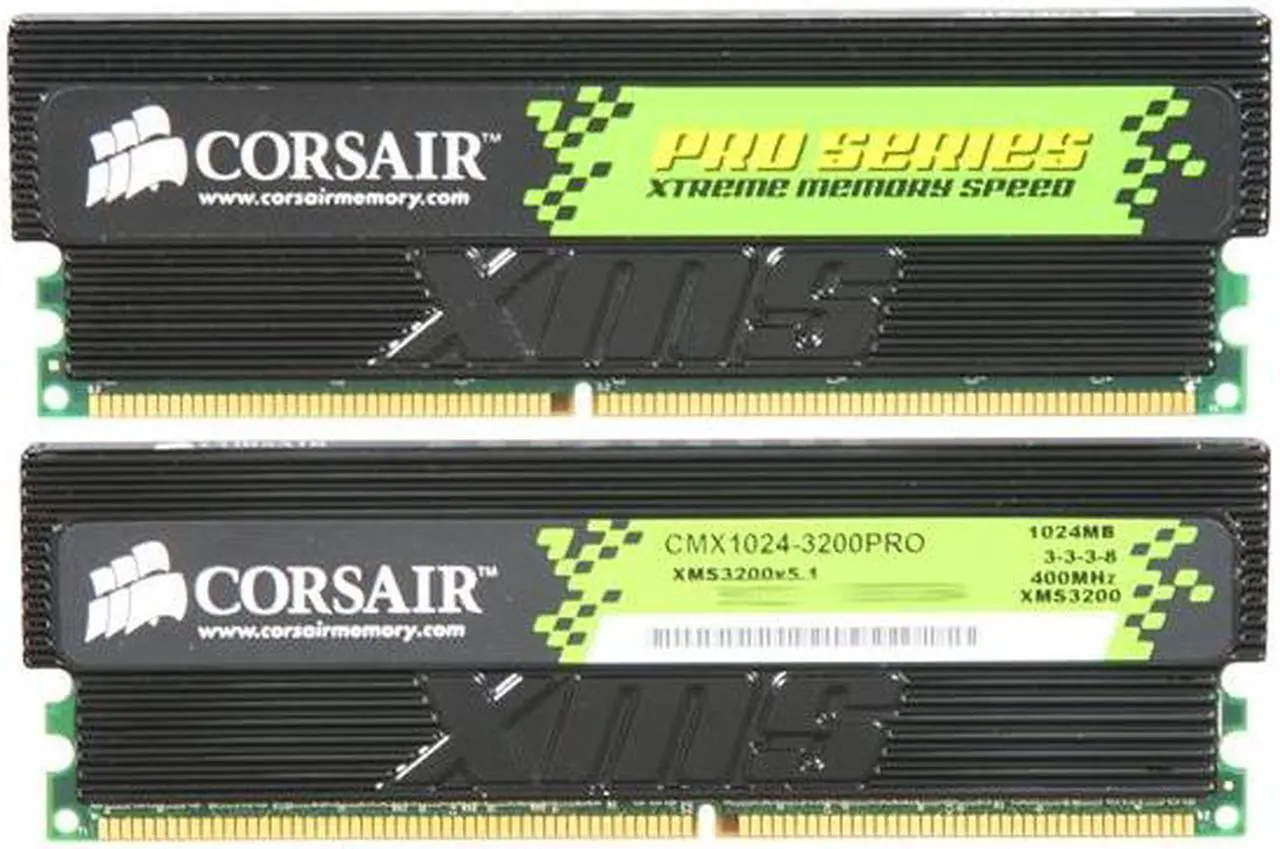 Alt view image 2 of 3 - CORSAIR XMS 2GB (2 x 1GB) DDR 400 (PC 3200) Dual Channel Kit Desktop Memory Model TWINX2048-3200PRO