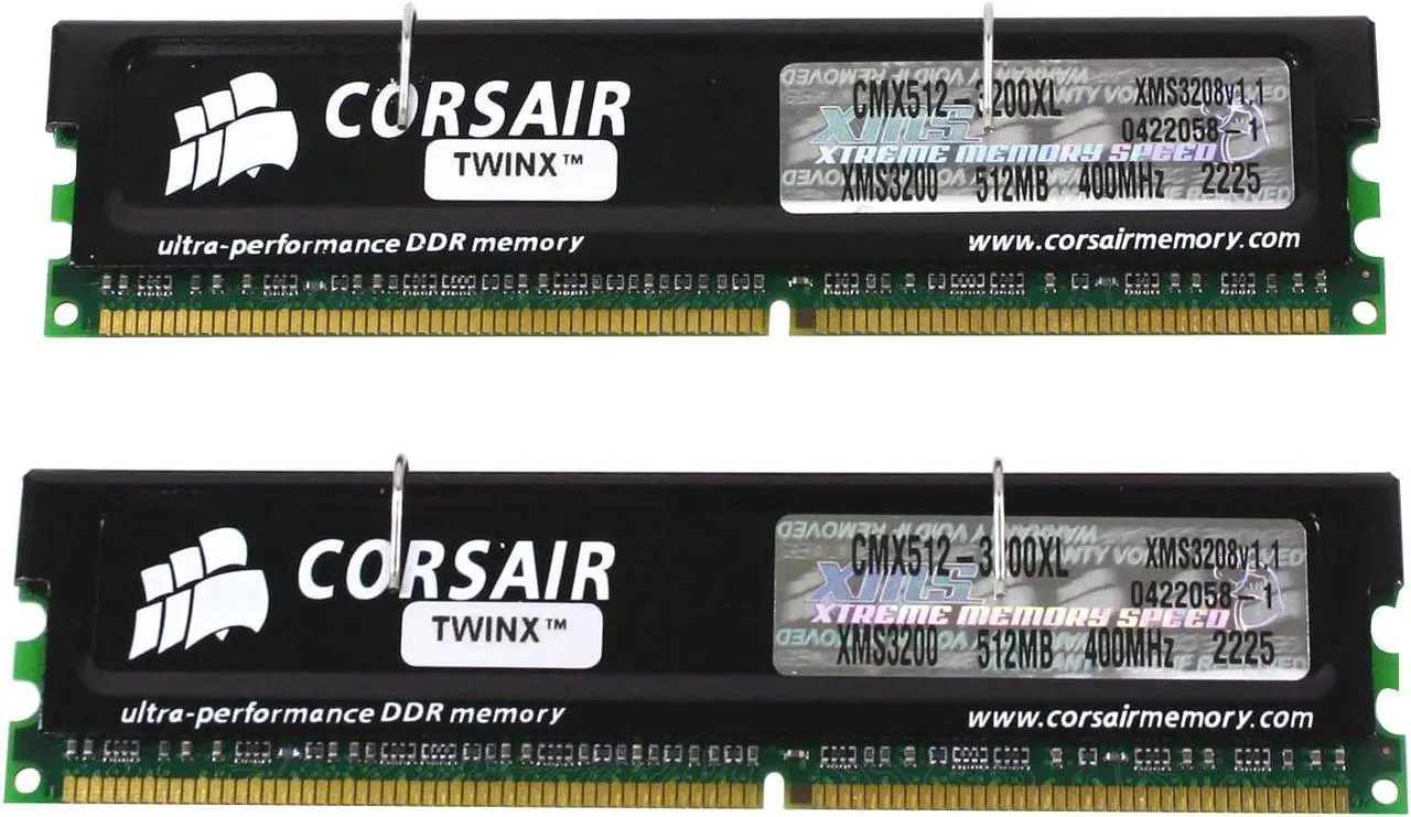 Main image of CORSAIR XMS 1GB (2 x 512MB) DDR 400 (PC 3200) Dual Channel Kit Desktop Memory Model TWINX1024-3200XL