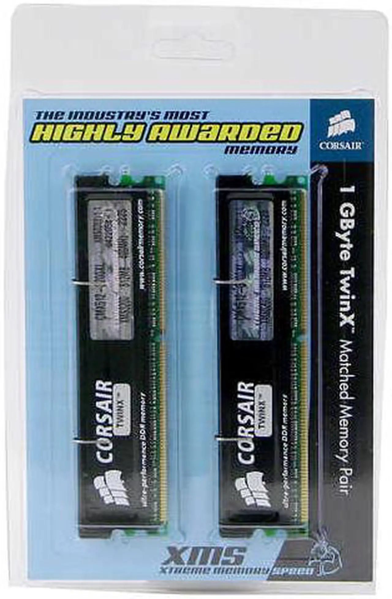 Alt view image 2 of 2 - CORSAIR XMS 1GB (2 x 512MB) DDR 400 (PC 3200) Dual Channel Kit Desktop Memory Model TWINX1024-3200XL