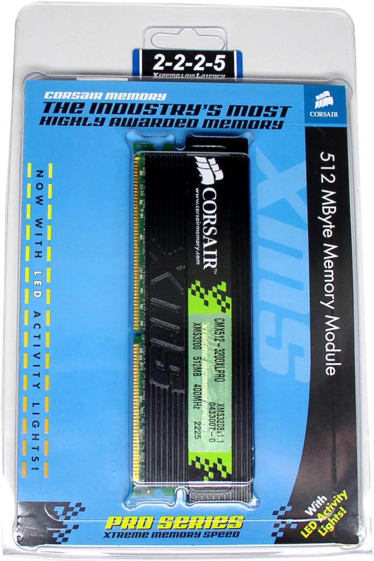 Alt view image 3 of 3 - CORSAIR XMS 512MB DDR 400 (PC 3200) Desktop Memory Model CMX512-3200XLPRO