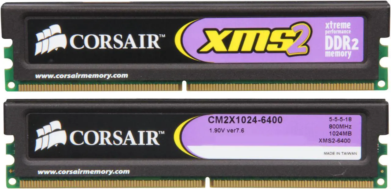 Alt view image 3 of 3 - CORSAIR XMS2 2GB (2 x 1GB) DDR2 800 (PC2 6400) Dual Channel Kit Desktop Memory Model TWIN2X2048-6400