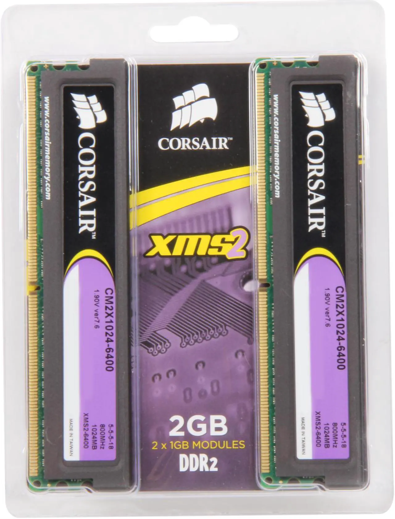 Alt view image 4 of 3 - CORSAIR XMS2 2GB (2 x 1GB) DDR2 800 (PC2 6400) Dual Channel Kit Desktop Memory Model TWIN2X2048-6400