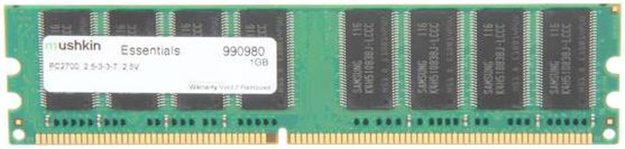 Main image of Mushkin Enhanced Essentials 1GB DDR 333 (PC 2700) Desktop Memory Model 990980