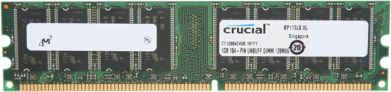 Main image of Crucial 1GB DDR 400 (PC 3200) Desktop Memory Model CT12864Z40B