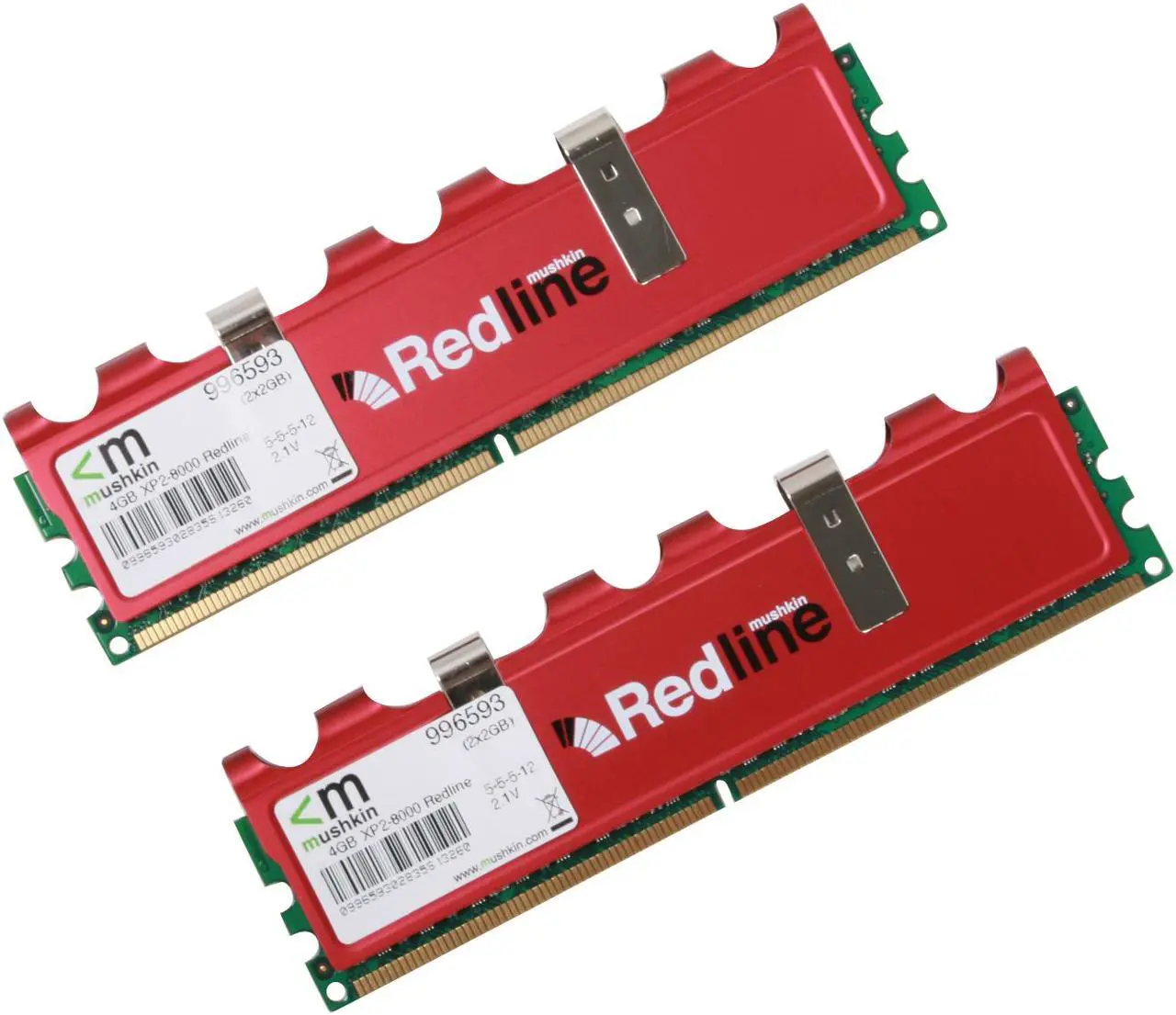 Alt view image 2 of 2 - Mushkin Enhanced Redline 4GB (2 x 2GB) DDR2 1000 (PC2 8000) Dual Channel Kit Desktop Memory Model 996593