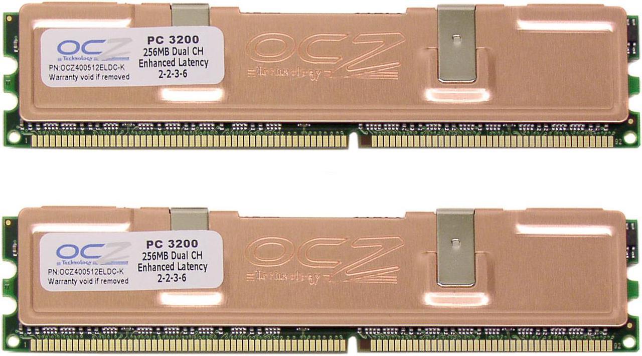 OCZ 512MB (2 x 256MB) DDR 400 (PC 3200) Dual Channel Kit Desktop Memory Model OCZ400512ELDCK