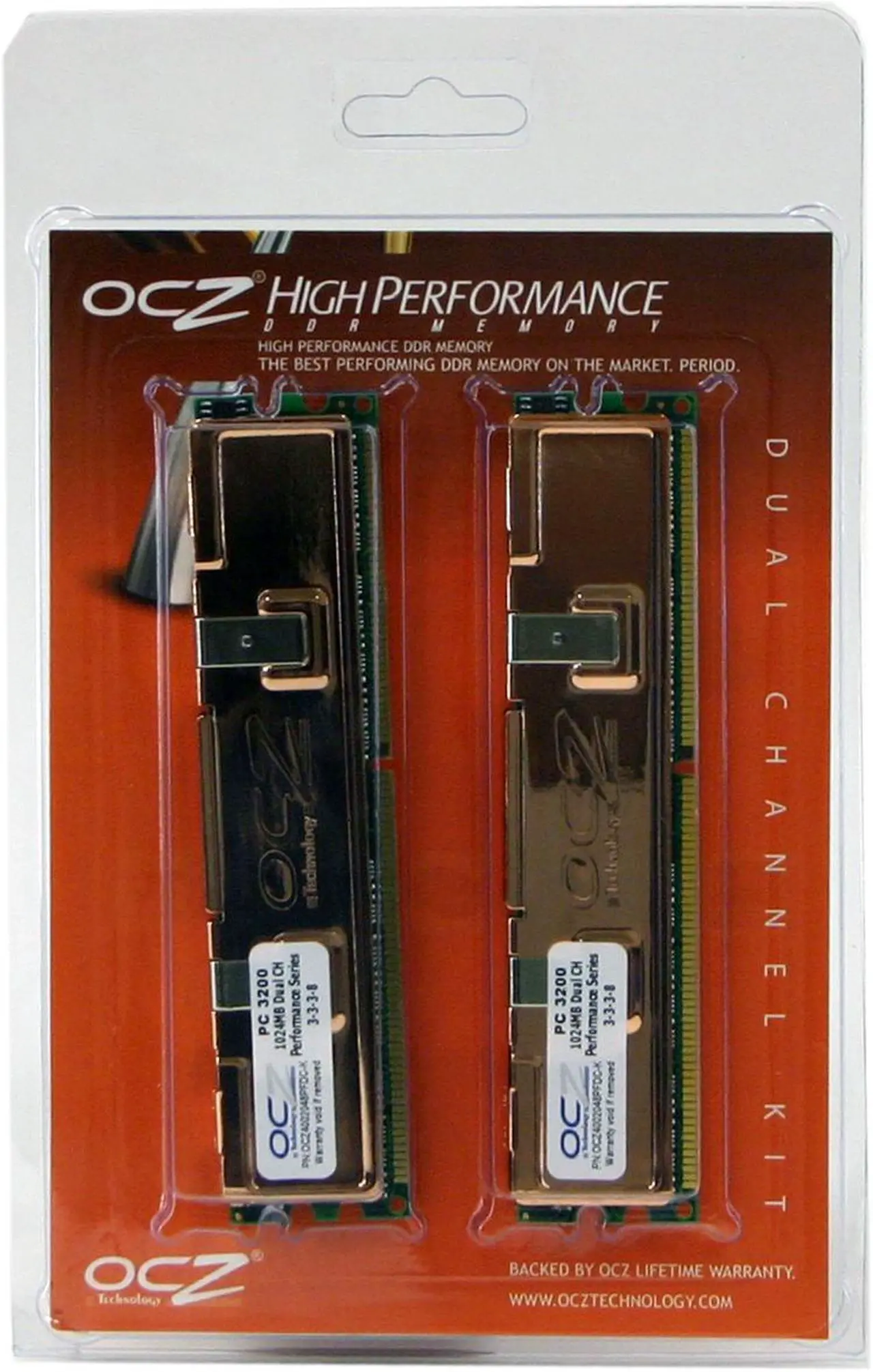Alt view image 2 of 2 - OCZ Performance 2GB (2 x 1GB) DDR 400 (PC 3200) Dual Channel Kit Desktop Memory Model OCZ4002048PFDC-K