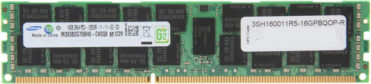 Main image of SAMSUNG 16GB ECC Registered DDR3 1600 Server Memory Model M393B2G70BH0-CK0Q8