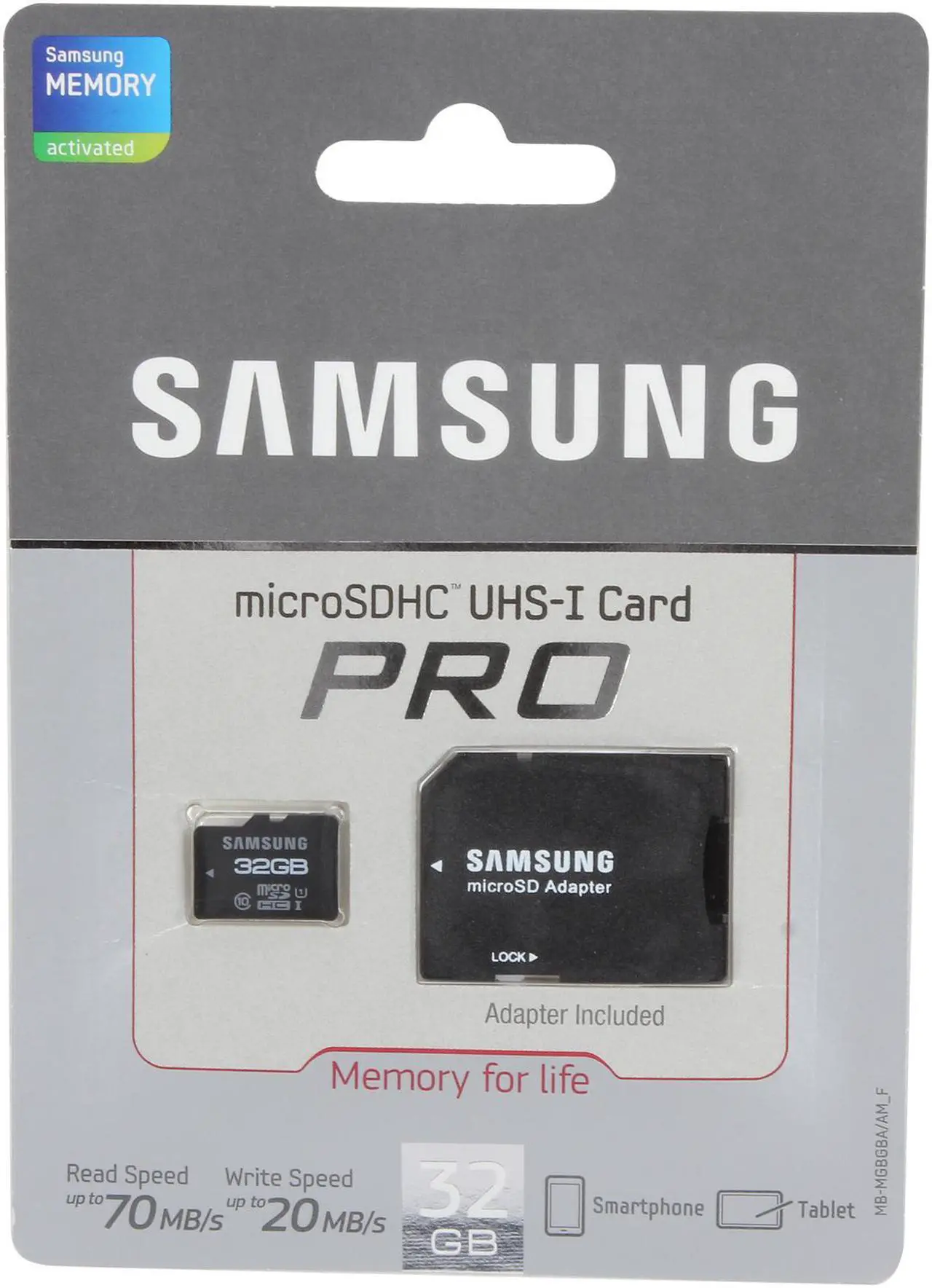 Alt view image 4 of 4 - SAMSUNG 32GB microSDHC Flash Card with Adapter, Pro Class 10 (UHS-1), Up to 70MB/s Read & 20MB/s Write Speed Model MB-MGBGBA/AM