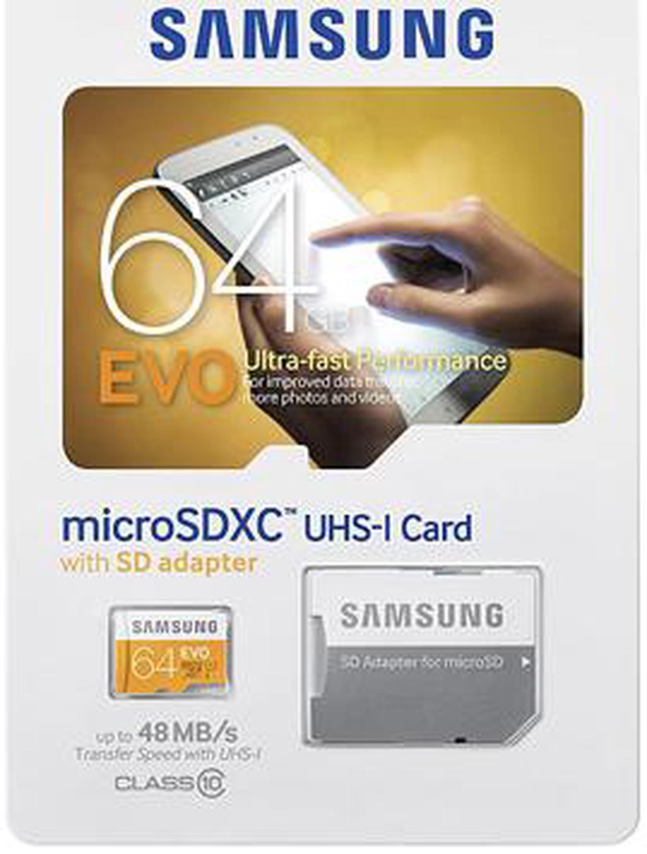 Alt view image 4 of 4 - Samsung 64GB EVO microSDXC UHS-I/U1 Class 10 Memory Card with Adapter, Speed Up to 48MB/s (MB-MP64DA/AM) [Old Speed]