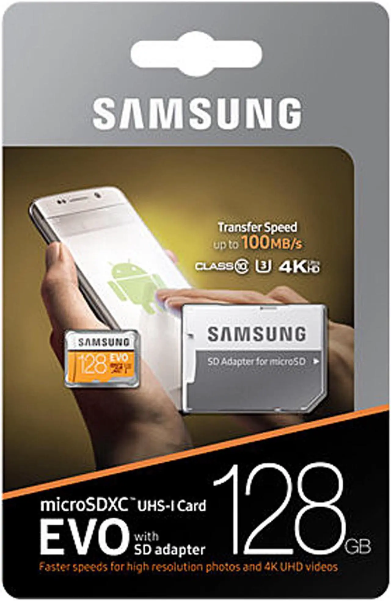 Alt view image 4 of 4 - Samsung 128GB EVO microSDXC UHS-I/U3 Memory Card with Adapter, Speed Up to 100MB/s (MB-MP128GA/AM)