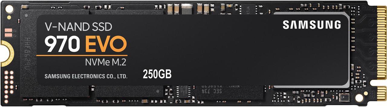 SAMSUNG 970 EVO M.2 2280 250GB PCIe Gen3. X4, NVMe 1.3 64L V-NAND 3-bit MLC Internal Solid State Drive (SSD) MZ-V7E250BW