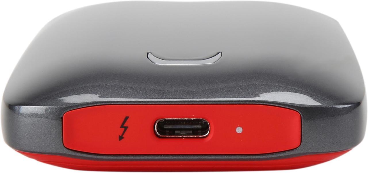 Alt view image 3 of 7 - SAMSUNG X5 Portable SSD 1TB - Up to 2800 MB/s -Thunderbolt 3 NVMe External Solid State Drive, Gray/Red (MU-PB1T0B/AM)