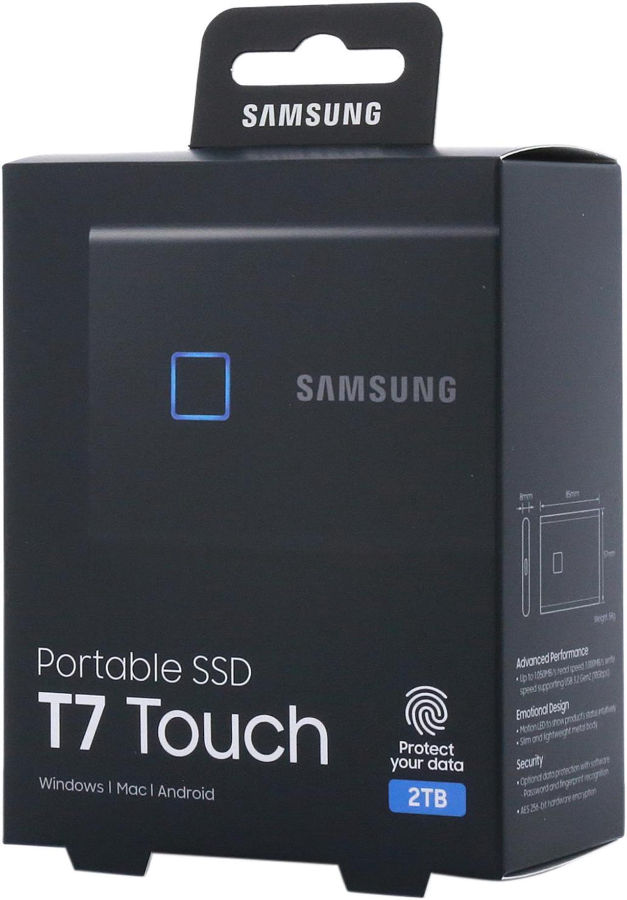 Alt view image 7 of 7 - SAMSUNG T7 Touch Portable SSD 2TB - Up to 1050 MB/s - USB 3.2 Gen 2 External Solid State Drive, Black (MU-PC2T0K/WW)